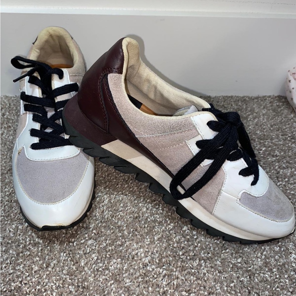 Zara White and Brown Sneakers Retro-Inspired Design